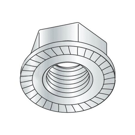 NEWPORT FASTENERS Serrated Lock Nut, #8-32, Steel, Zinc Plated, 0.13 in Ht, 100 PK 751705-PR-100